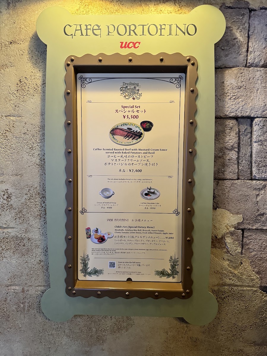 Cafe Portofino menu board