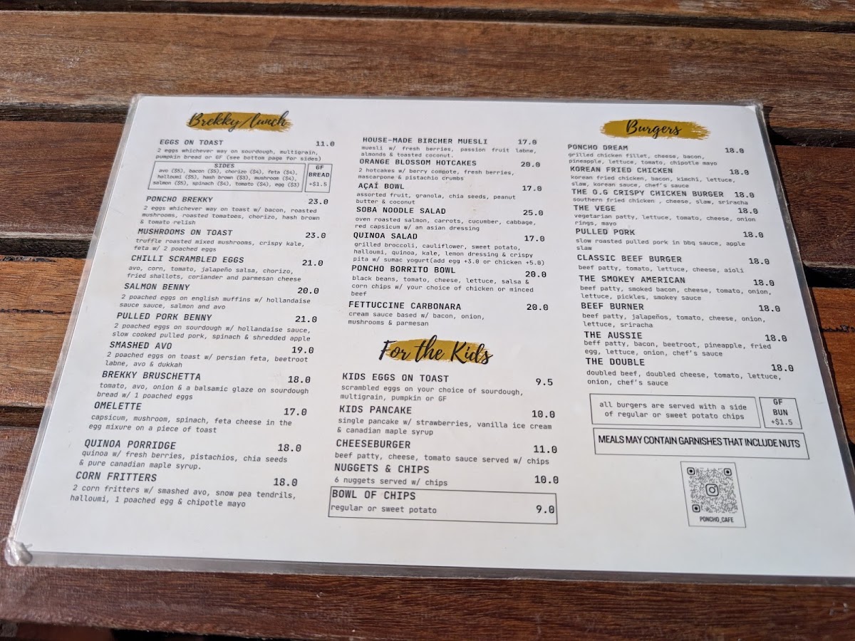 Poncho menu board