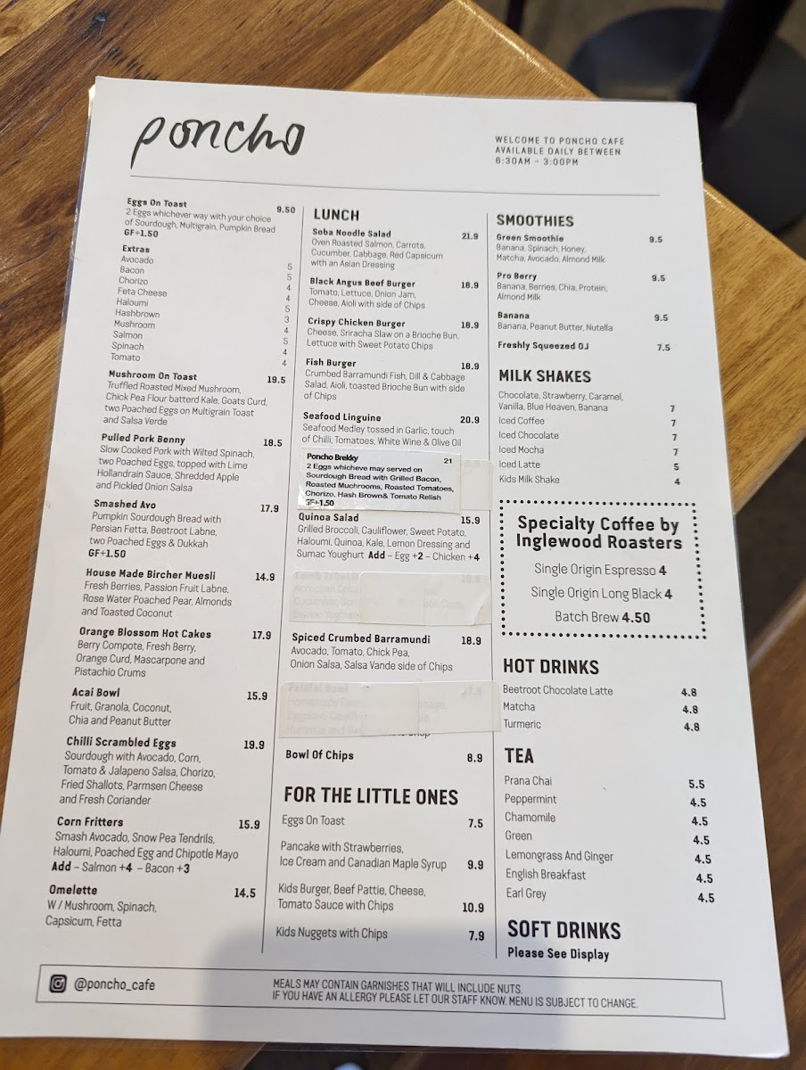 Poncho menu board