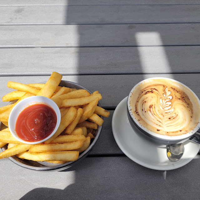 Fries and Lactose Free Cappuccino