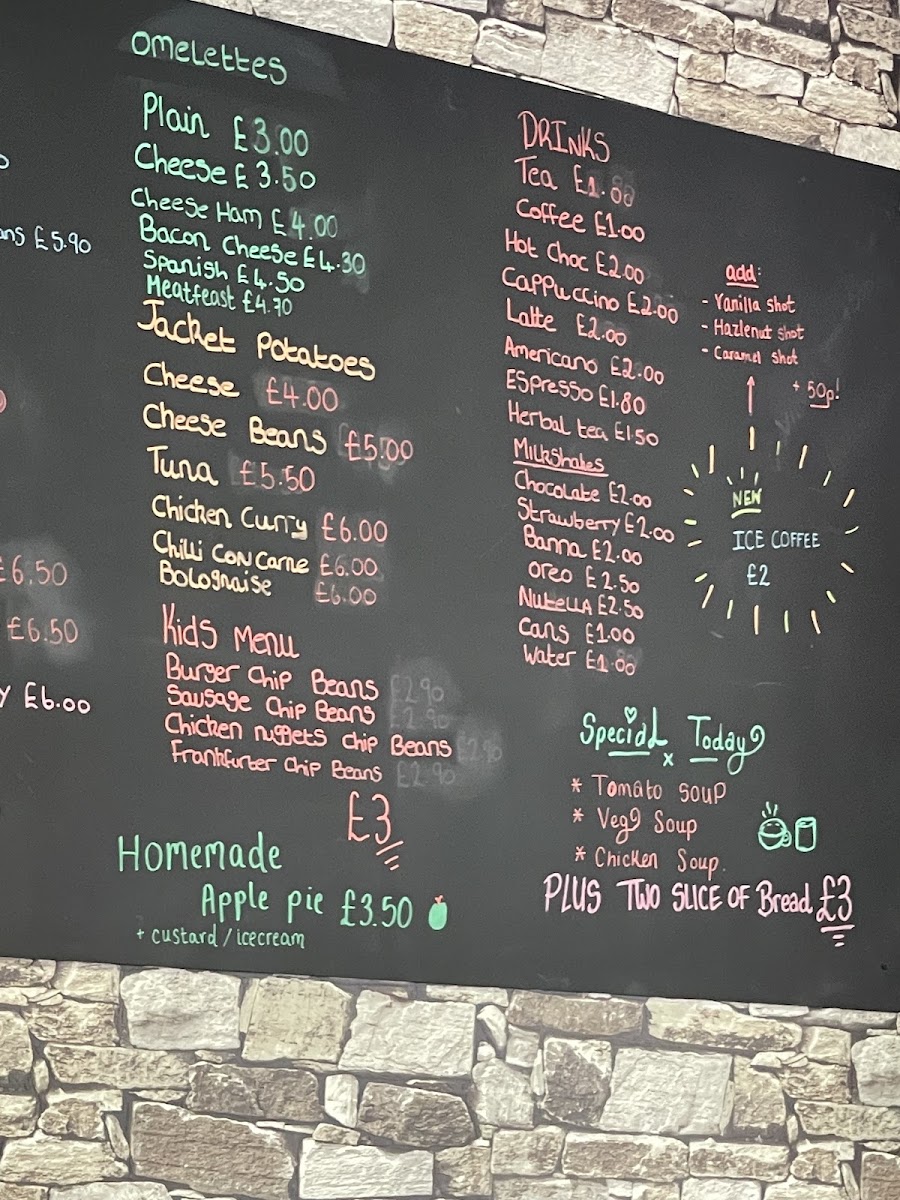 Burlington Cafe menu board