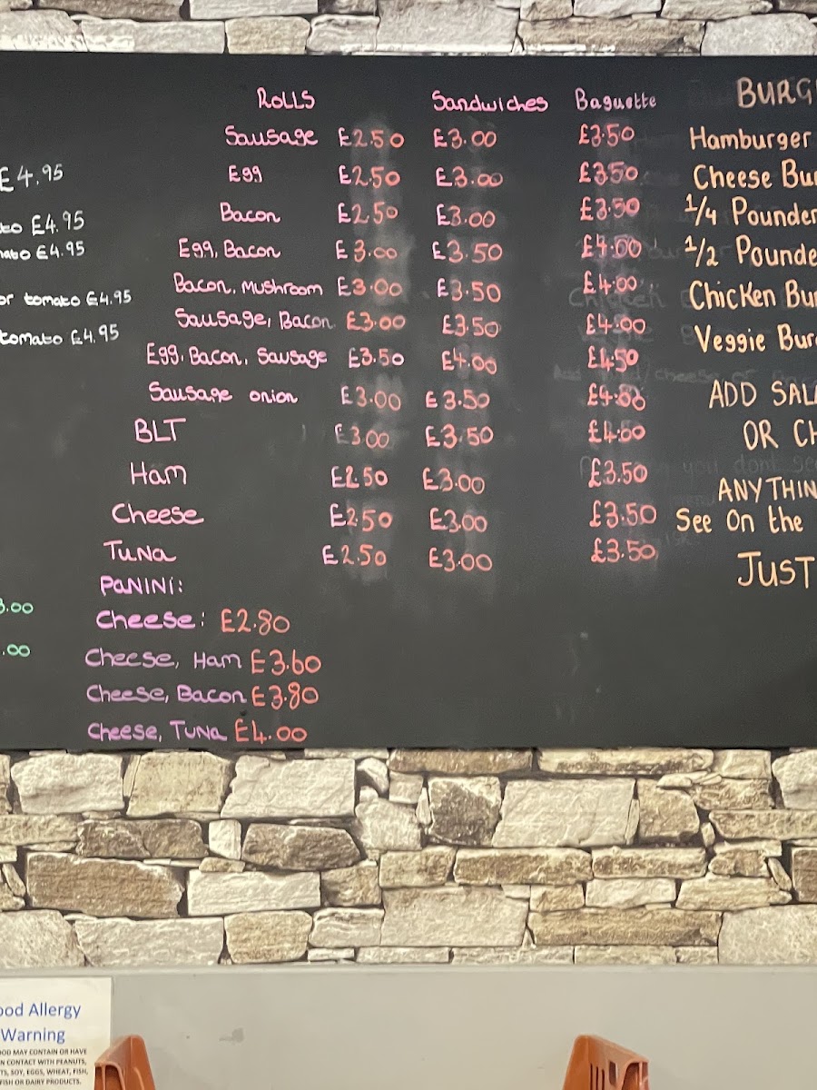 Burlington Cafe menu board