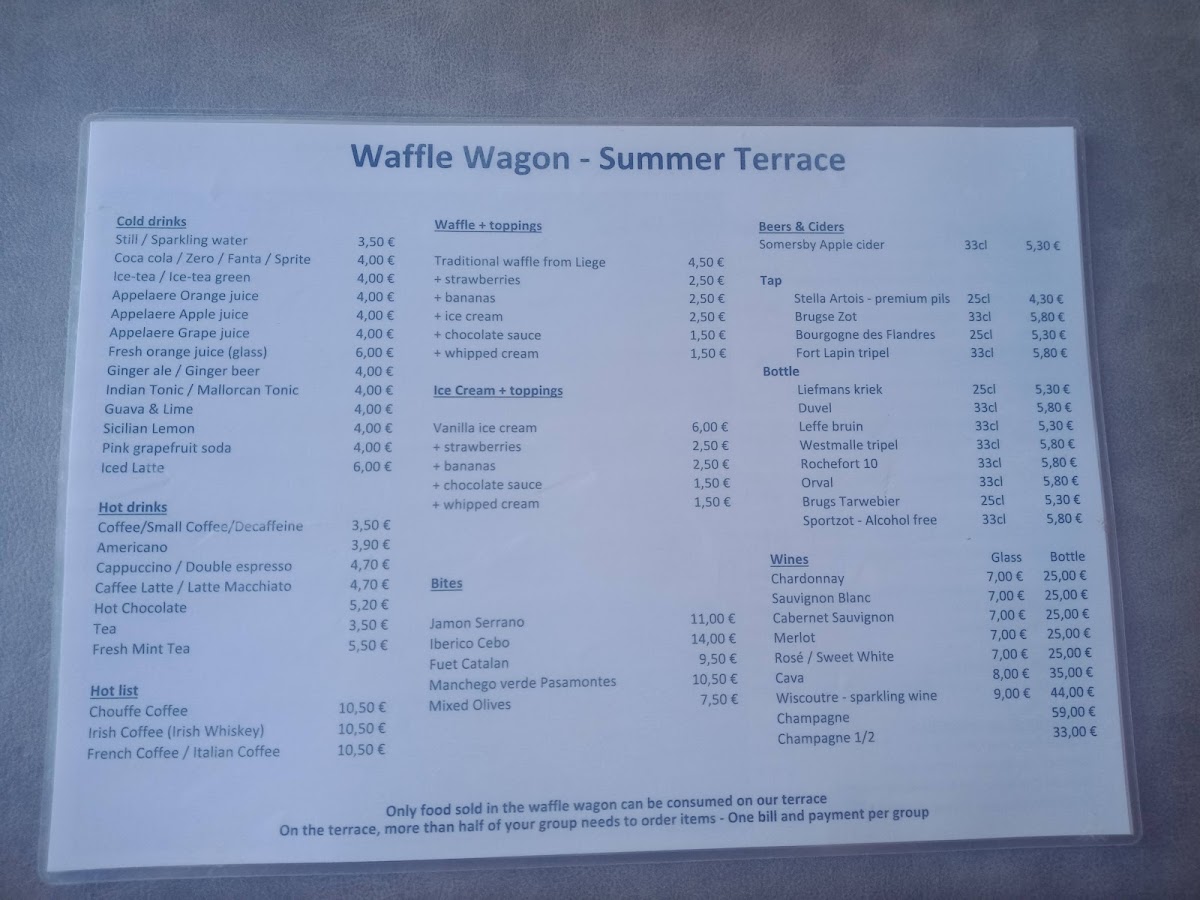 Waffle Wagon menu board
