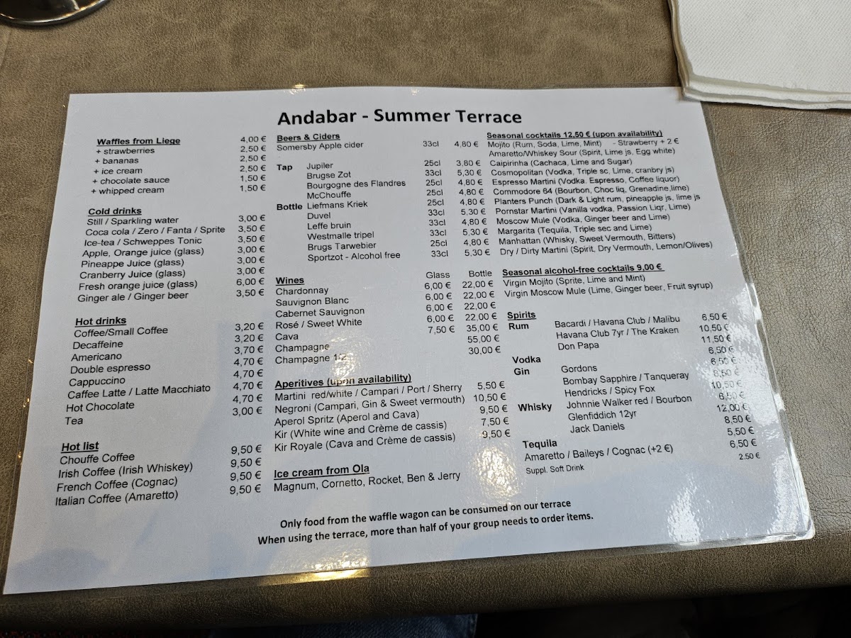 Waffle Wagon menu board