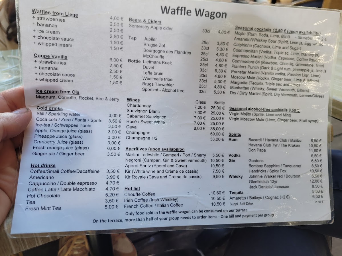 Waffle Wagon menu board
