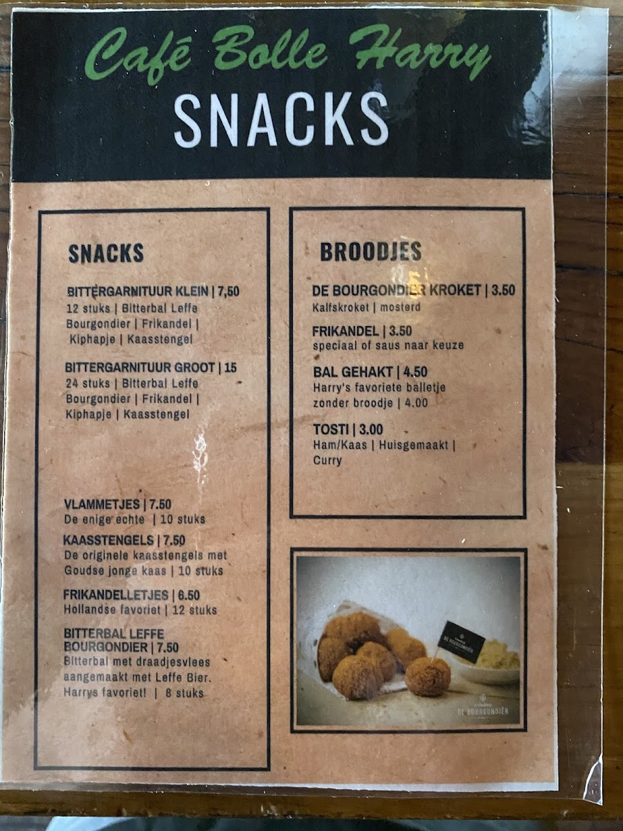 Cafe Bolle Harry menu board