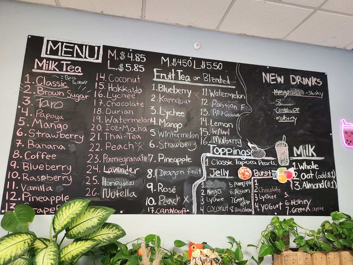Pen House Boba menu board