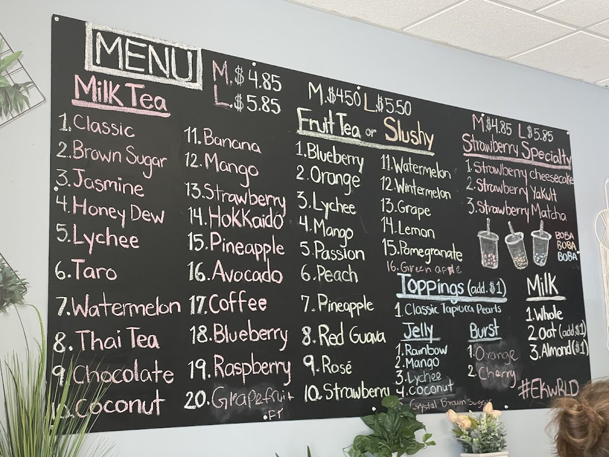 Pen House Boba menu board