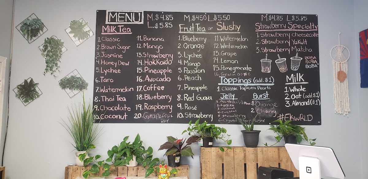 Pen House Boba menu board