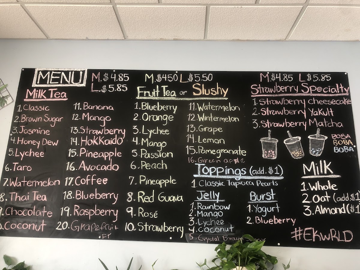 Pen House Boba menu board