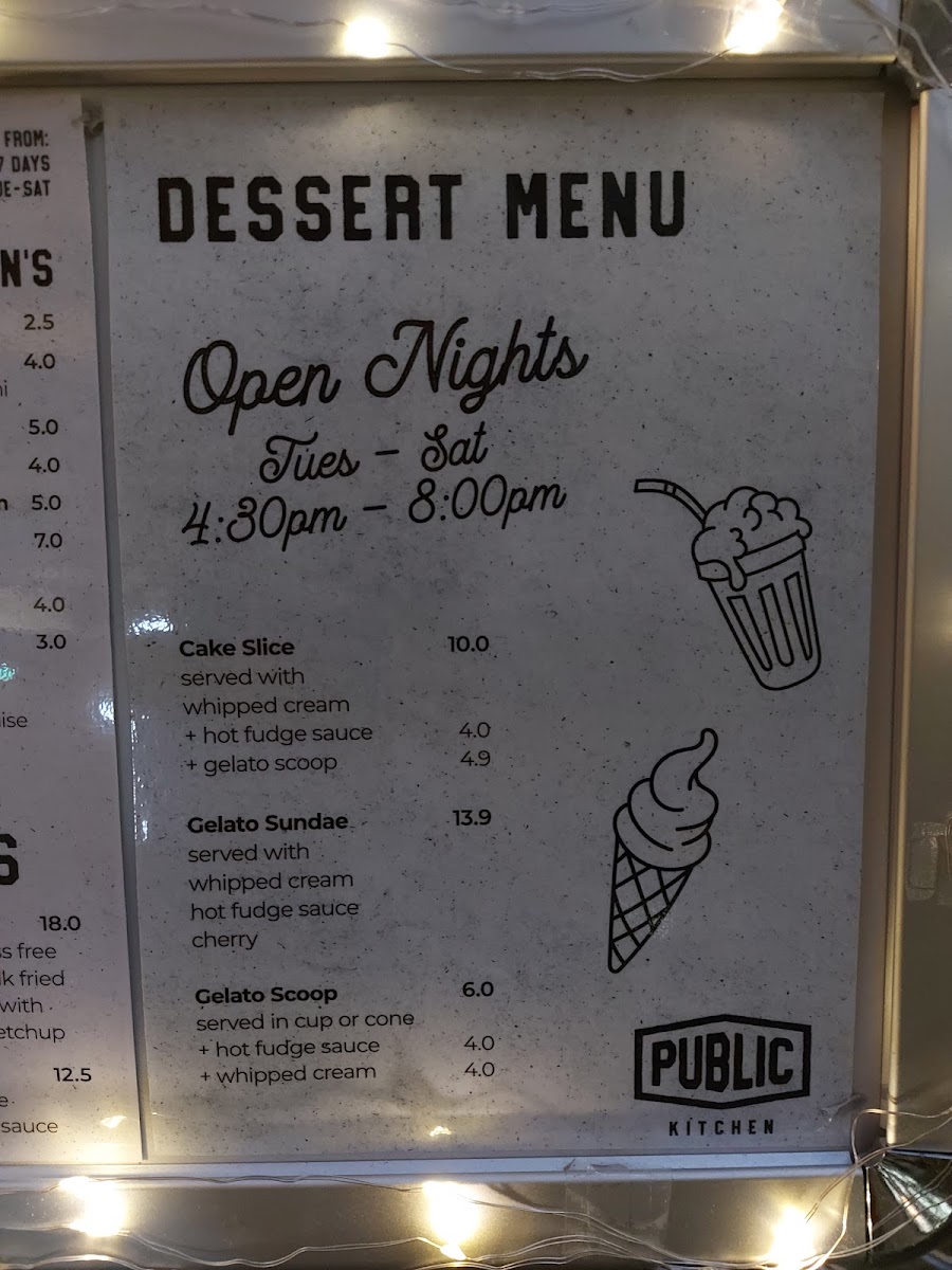 The Public Kitchen menu board
