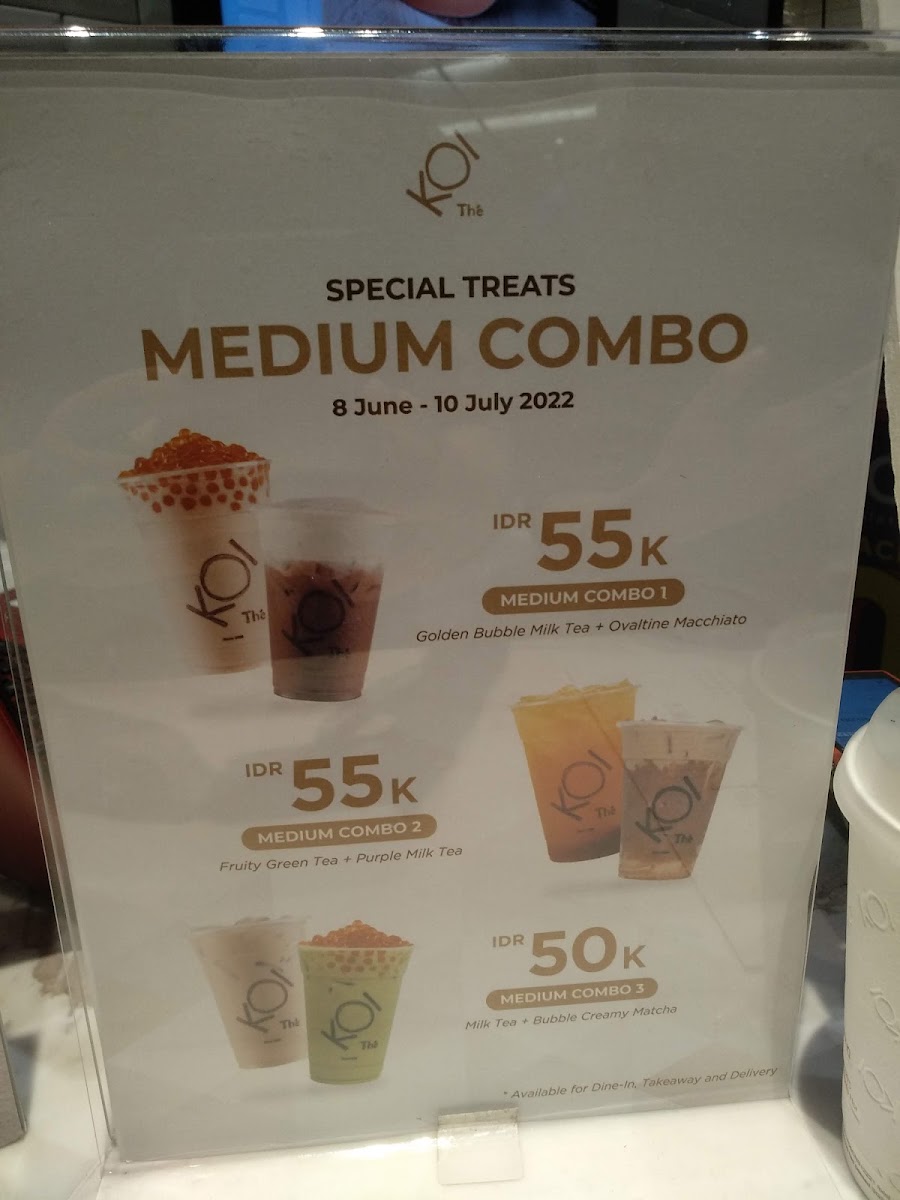 KOI The Emporium Pluit Mall menu board