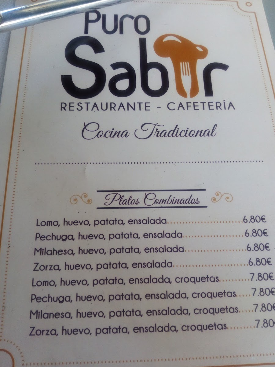 Puro Sabor menu board
