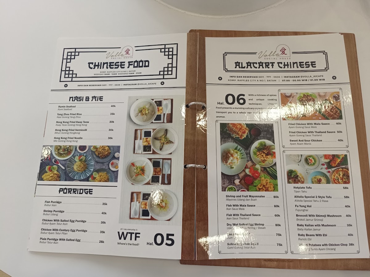 Ai Volla Cafe menu board
