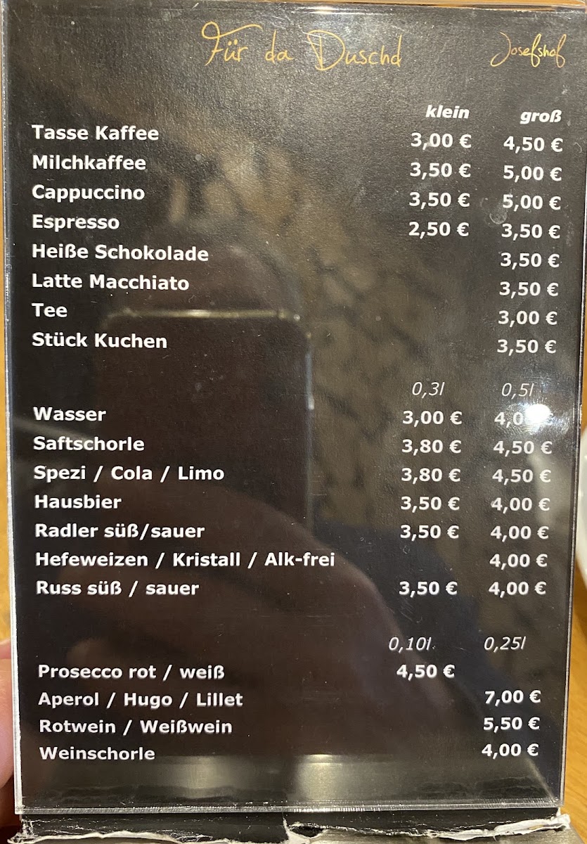 Cafe Josefshof Mühlhausen - Reitsportzentrum im Winkel menu board