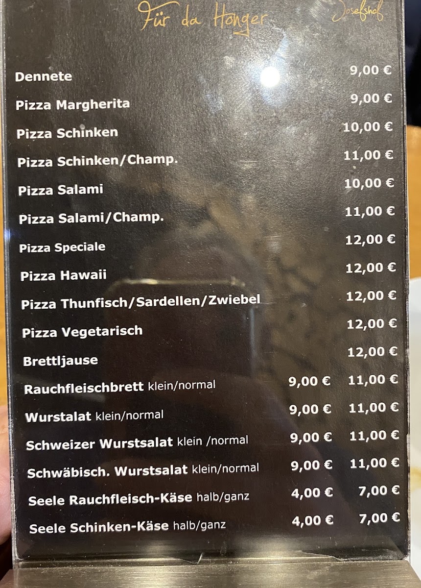Cafe Josefshof Mühlhausen - Reitsportzentrum im Winkel menu board