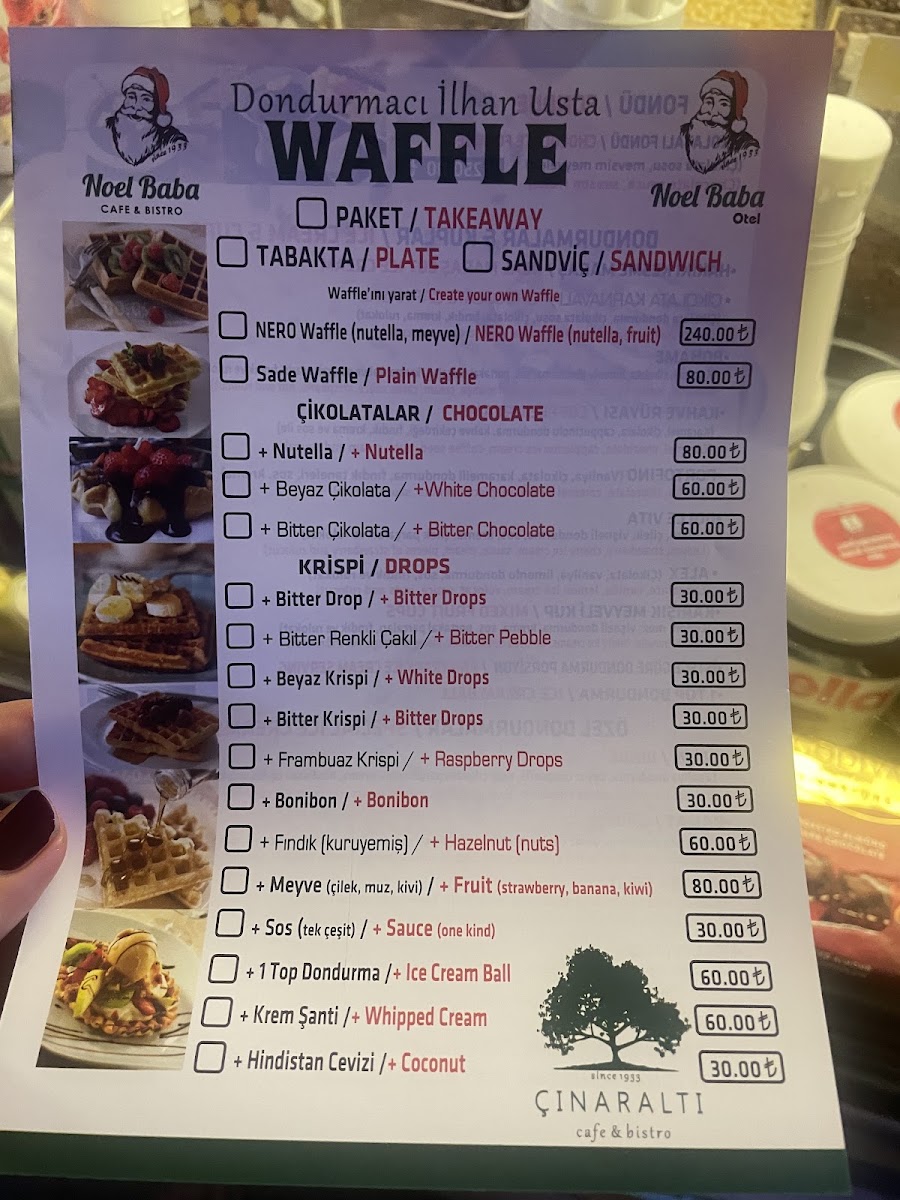 Çınaraltı Cafe & Bistro menu board