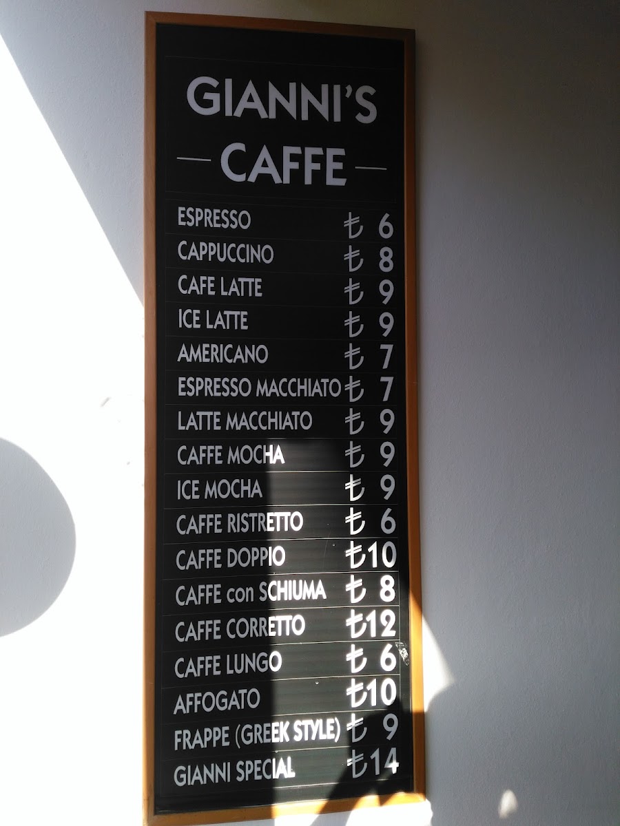 Çınaraltı Cafe & Bistro menu board