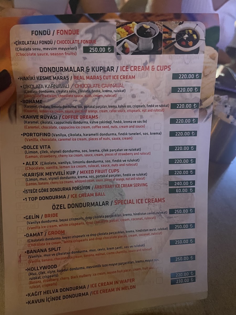 Çınaraltı Cafe & Bistro menu board