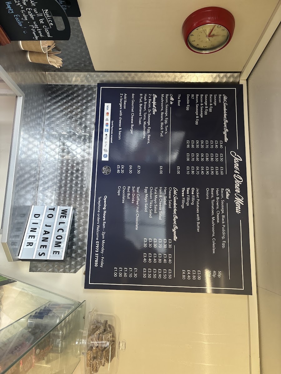 Jane’s Diner menu board