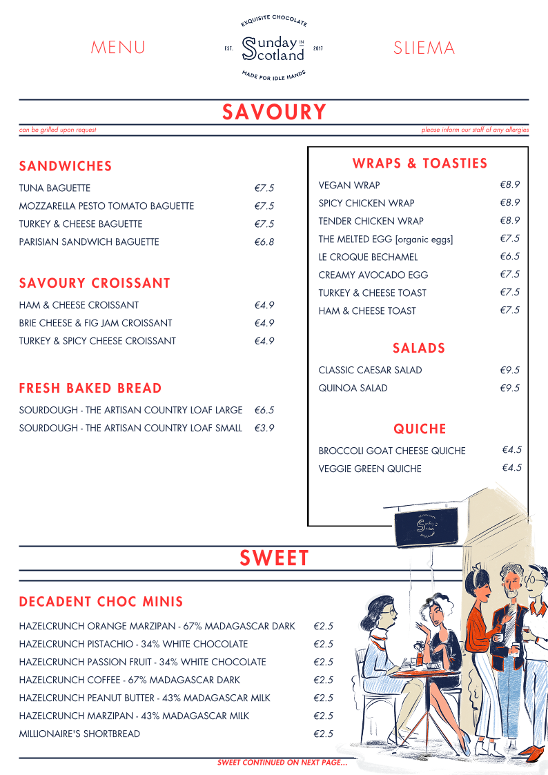 SUNDAY IN SCOTLAND menu board