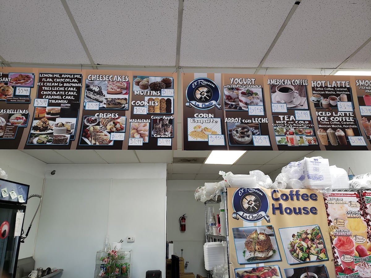 El Rincon La Chulis menu board