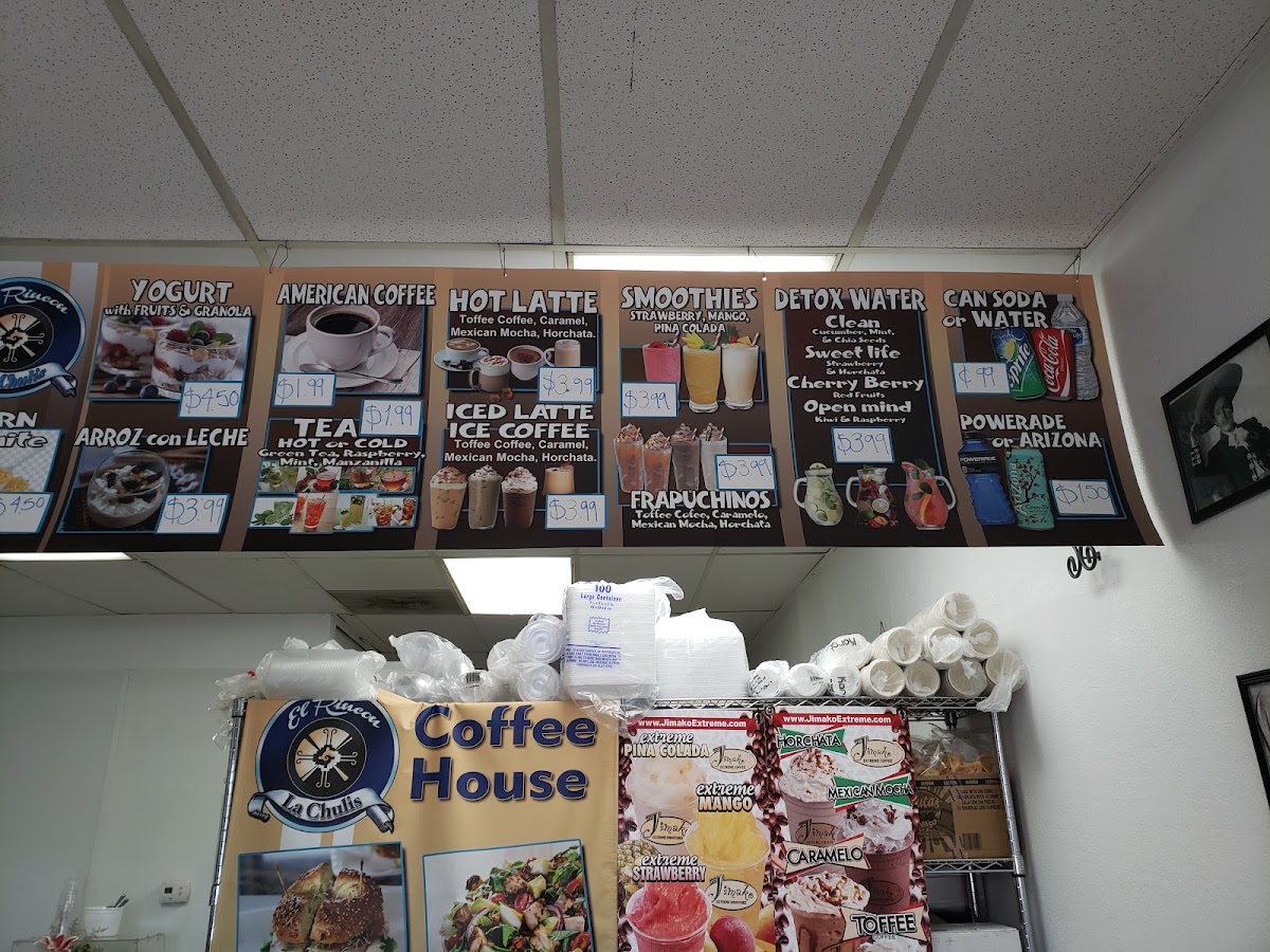 El Rincon La Chulis menu board