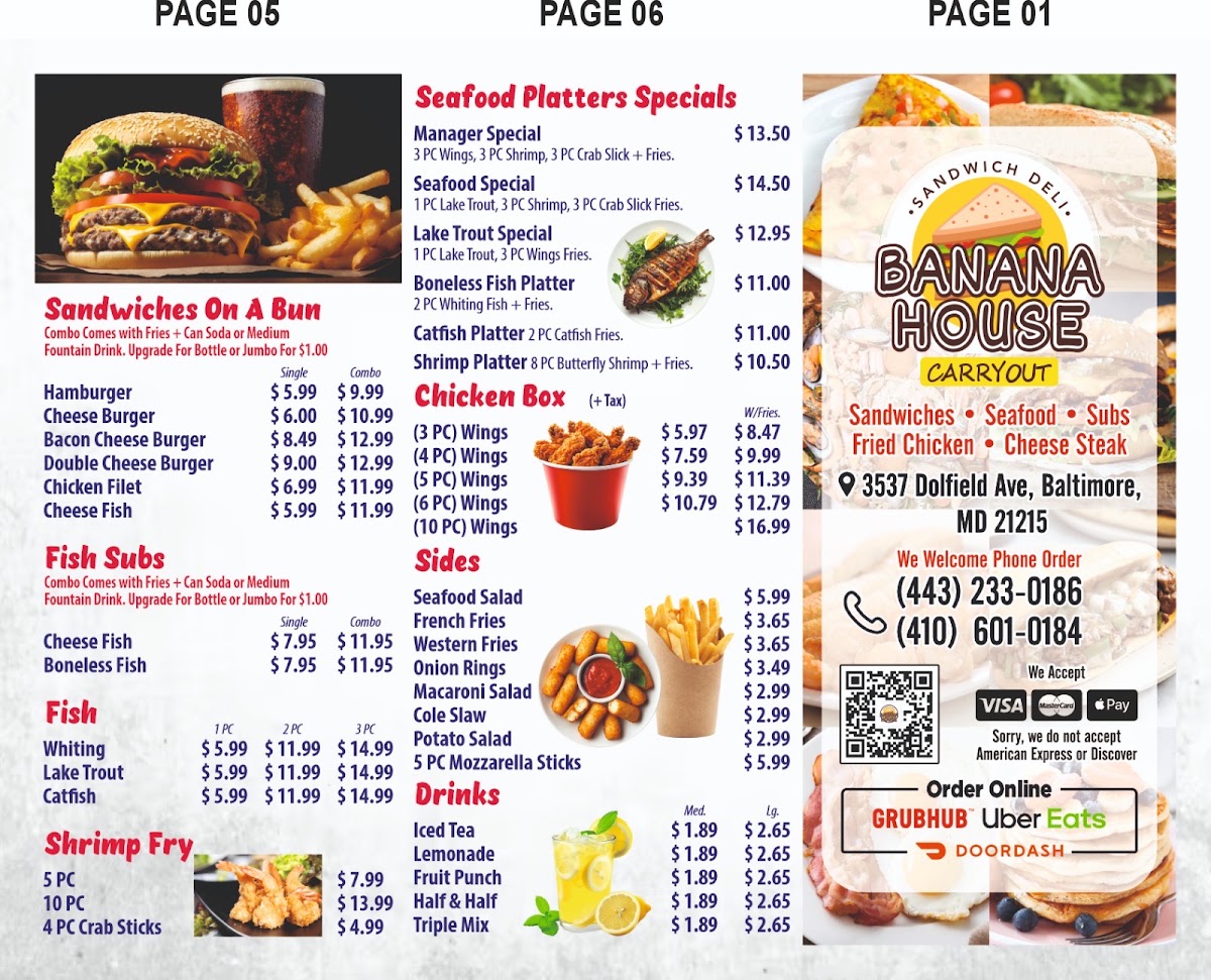 Banana House/ Krisby Krunchy chicken menu board