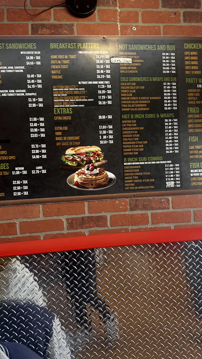 Banana House/ Krisby Krunchy chicken menu board