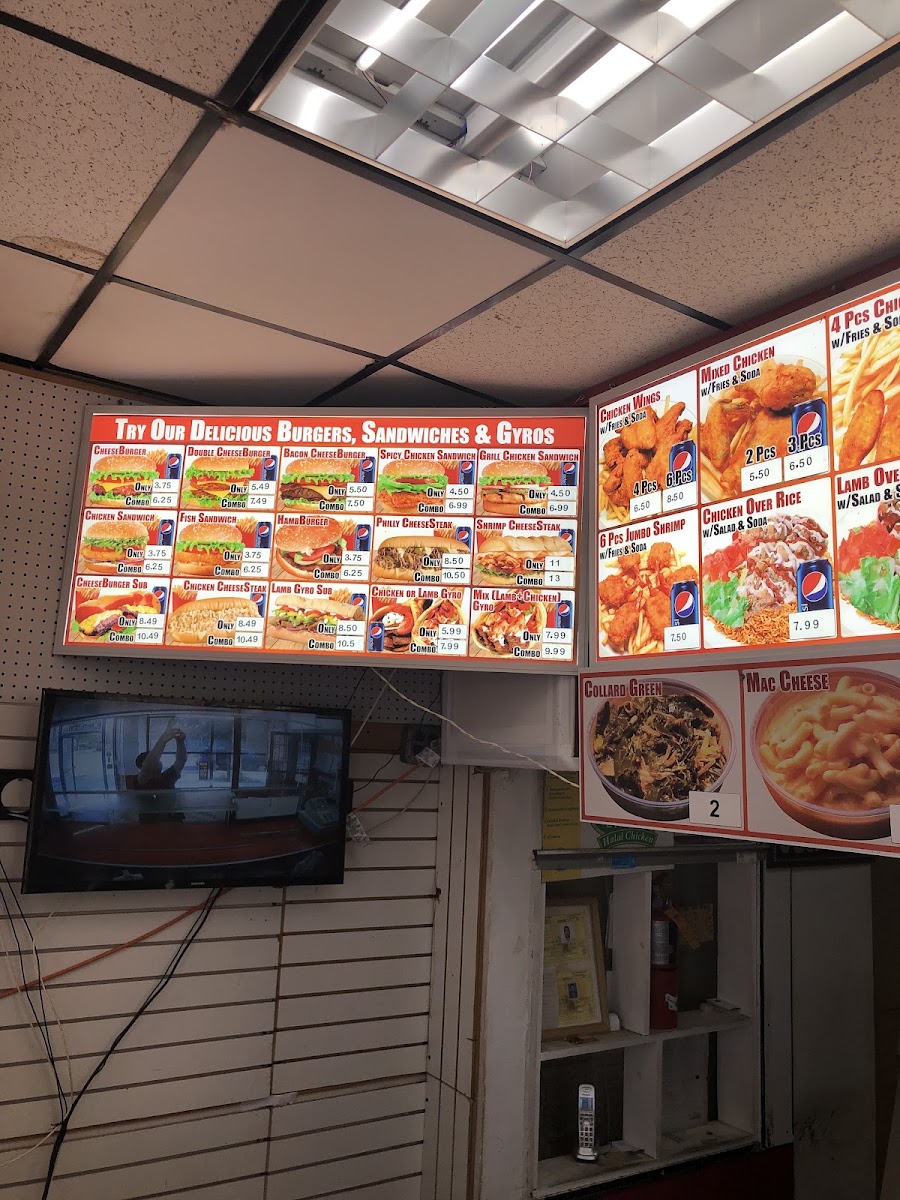 New York Fried Chicken menu board