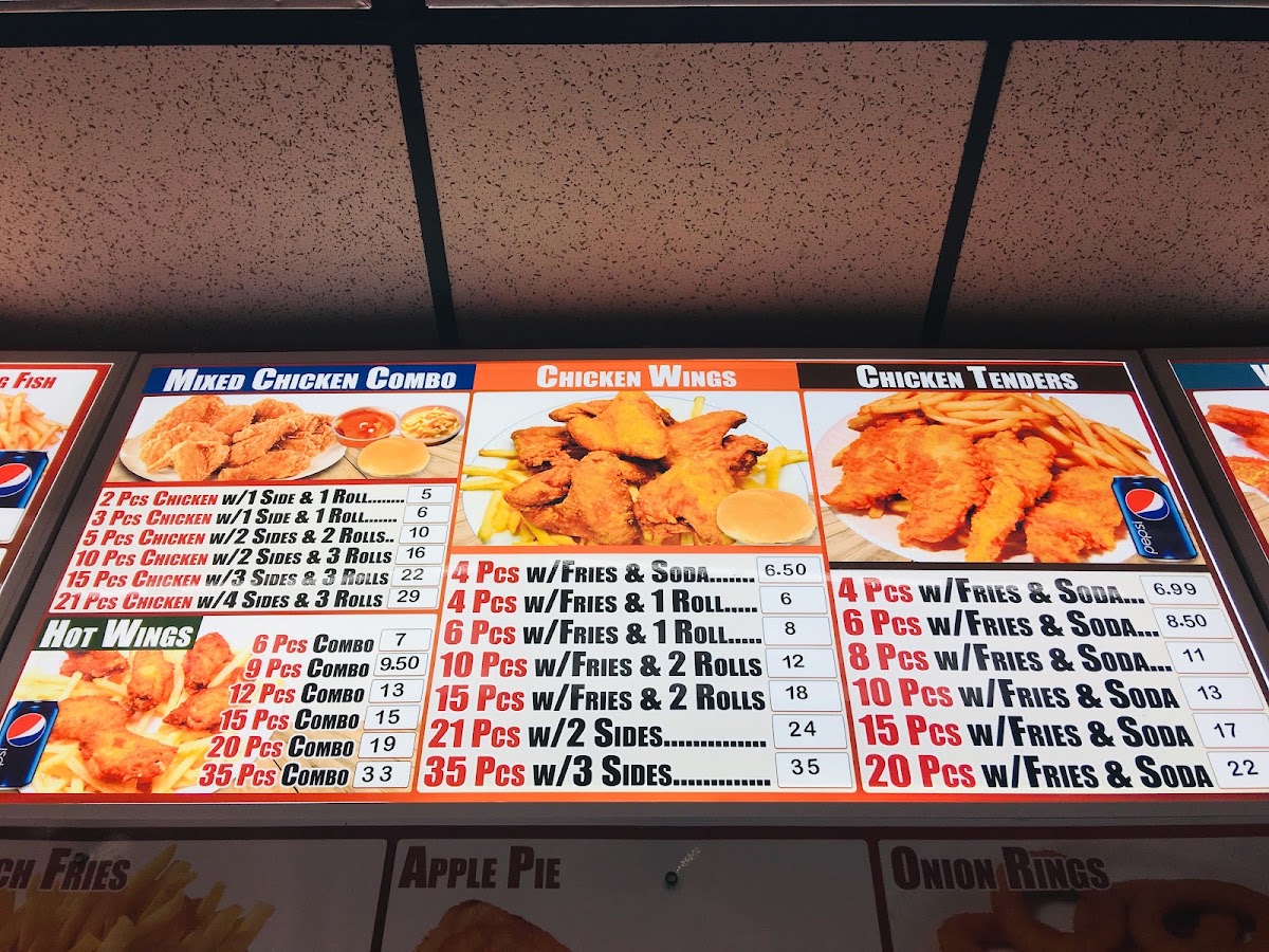 New York Fried Chicken menu board