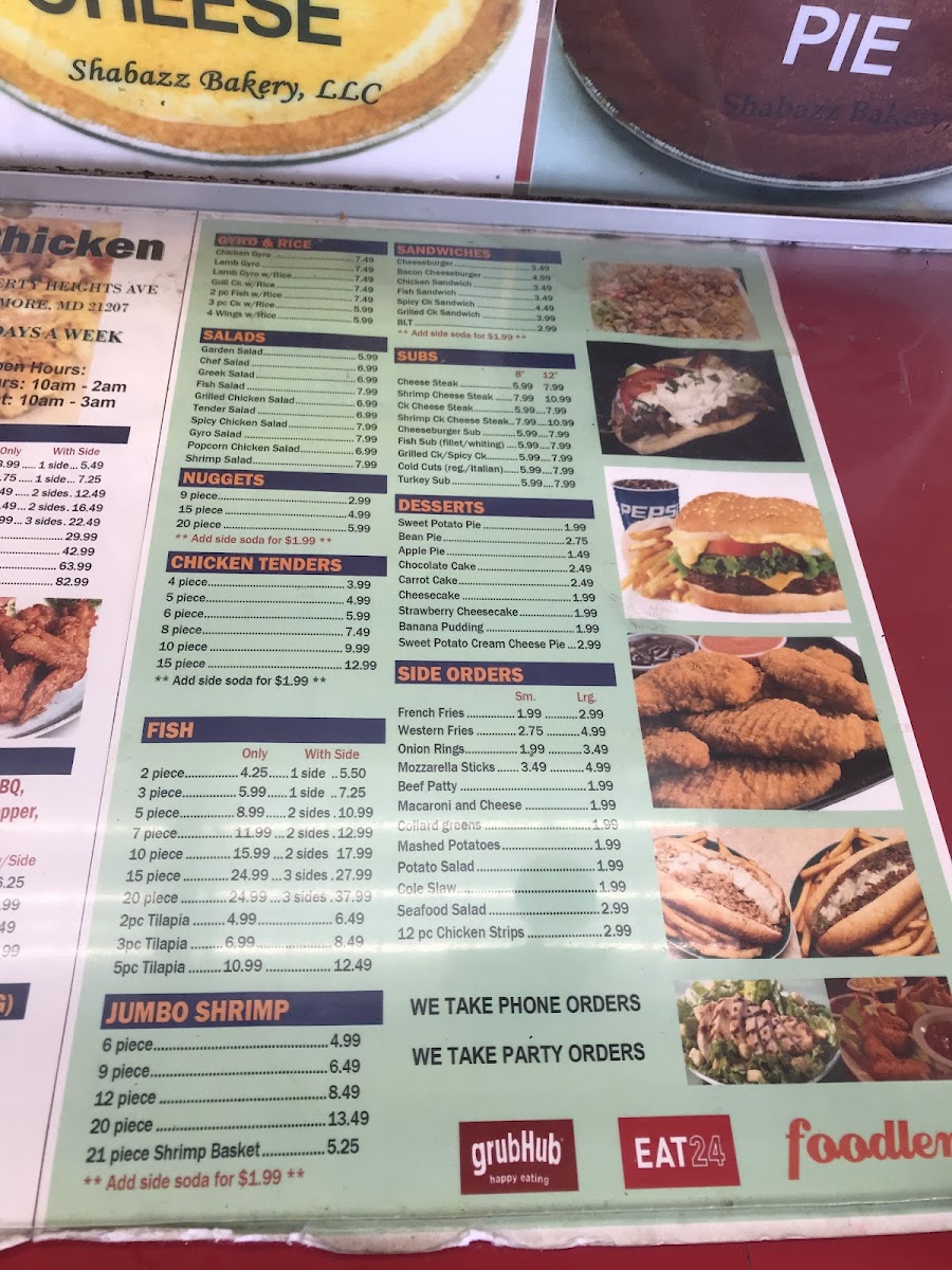 New York Fried Chicken menu board