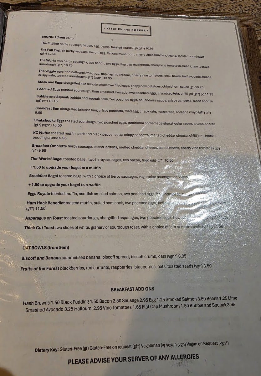 Kitchen and Coffee Melton menu board