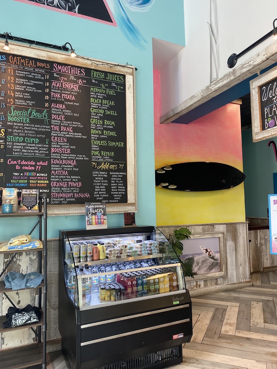 Playa Bowls menu board