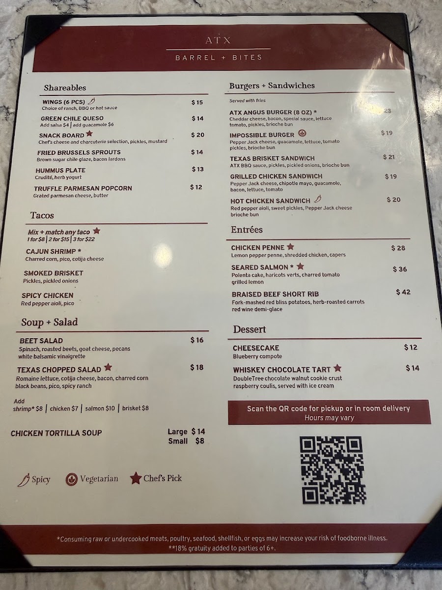 ATX BARREL BITES menu board