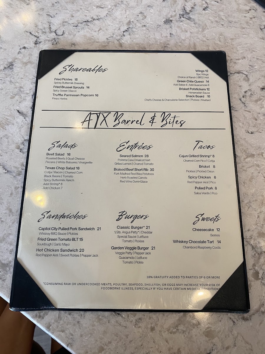 ATX BARREL BITES menu board