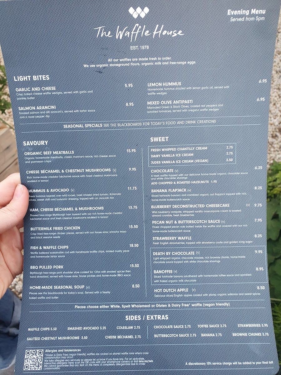 The Waffle House - Harpenden menu board