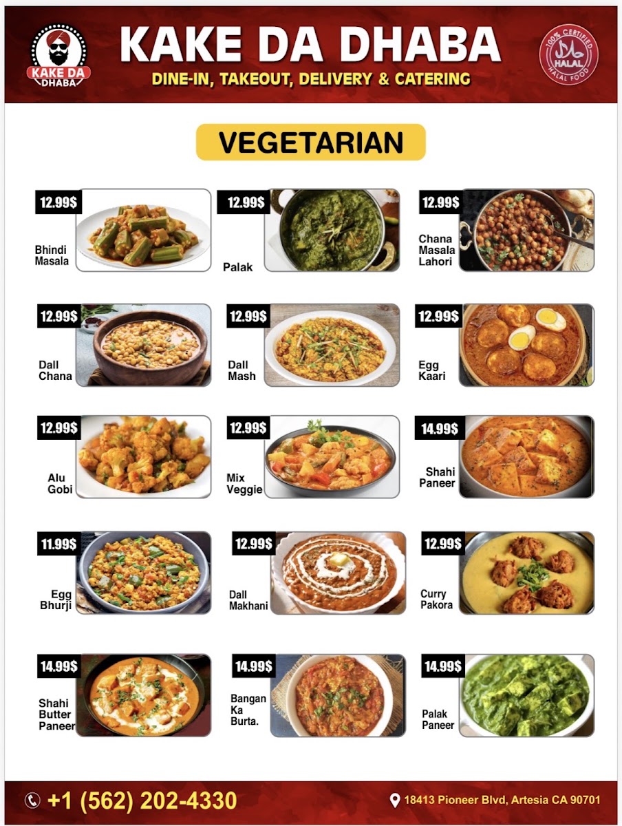 Kake Da Dhaba menu board