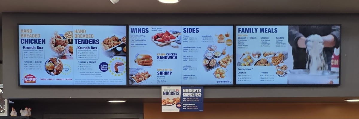 Krispy Krunchy Chicken menu board