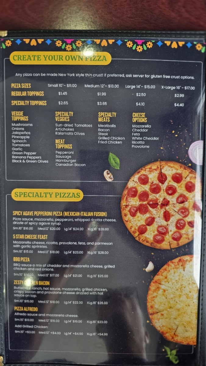 TACOS VS PIZZA menu board