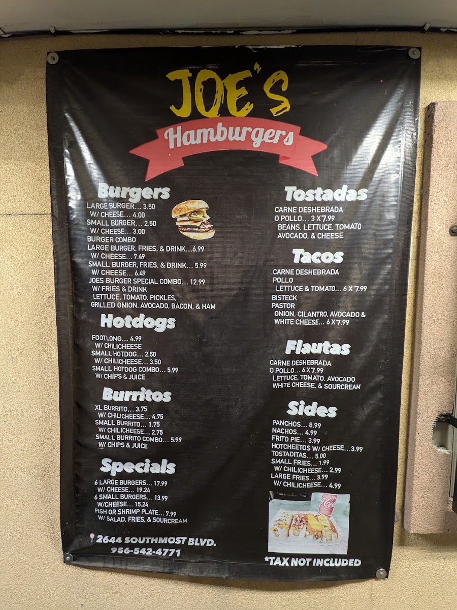 Joe’s Hamburger Stand menu board