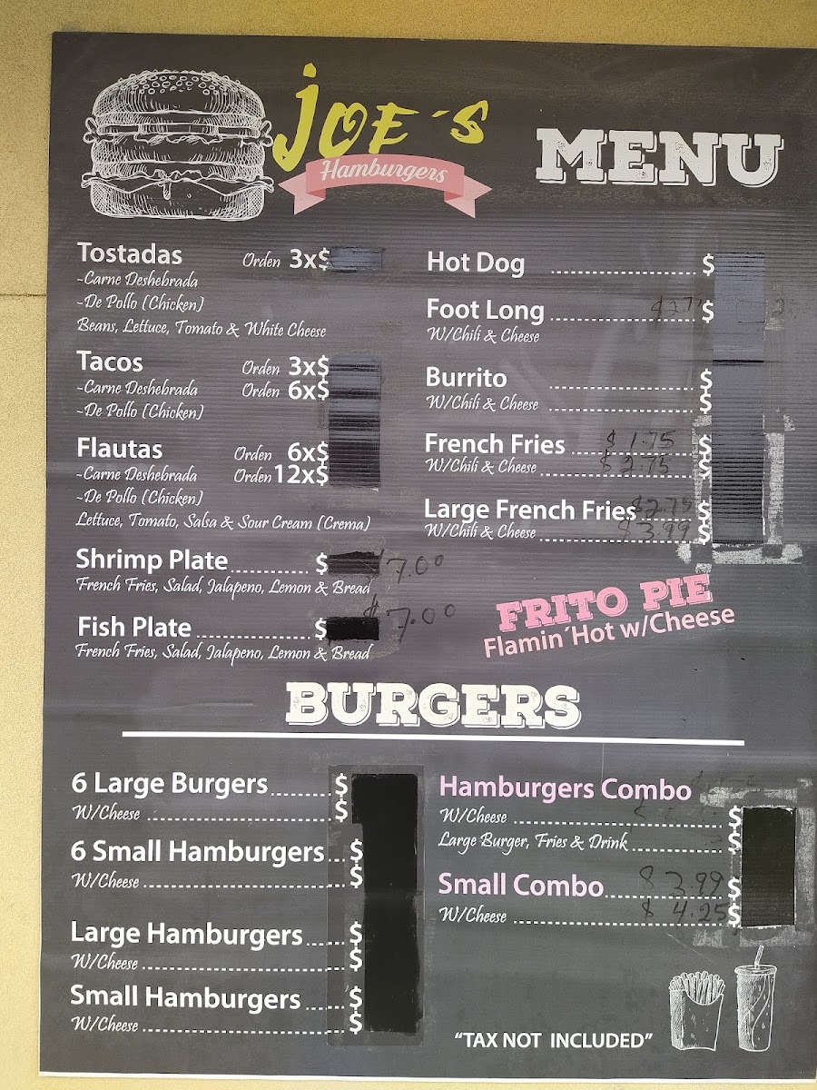 Joe’s Hamburger Stand menu board