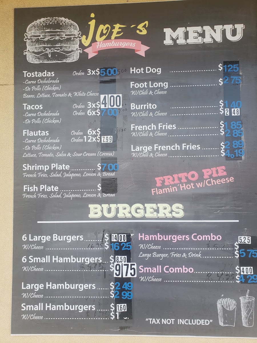 Joe’s Hamburger Stand menu board