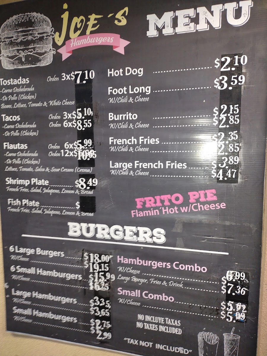 Joe’s Hamburger Stand menu board