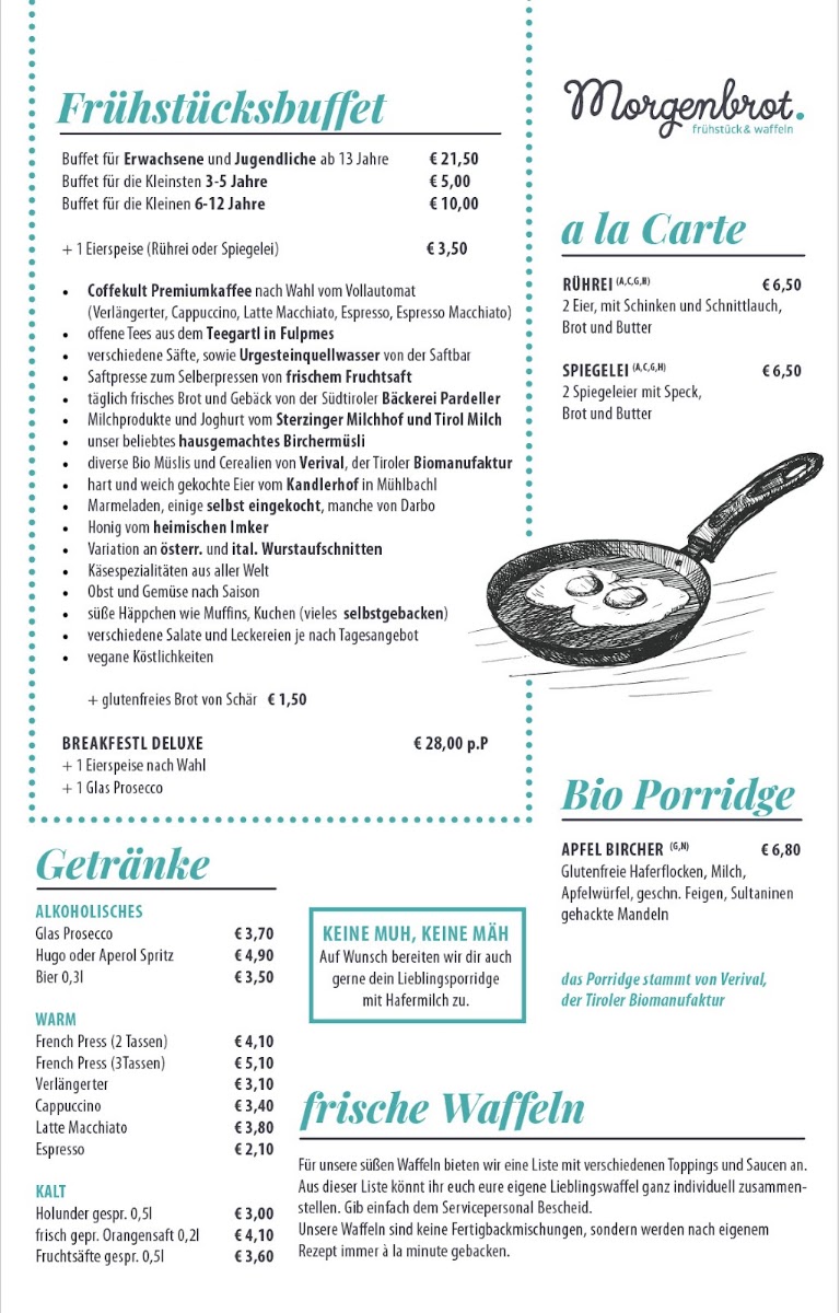 Frühstückscafé Morgenbrot menu board