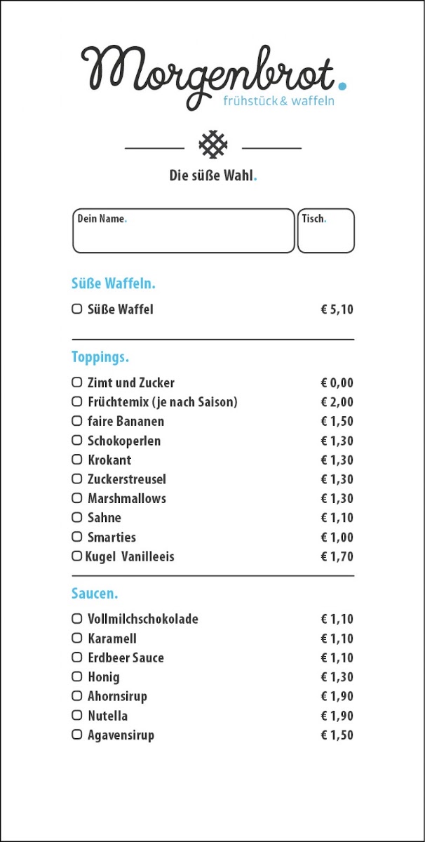 Frühstückscafé Morgenbrot menu board