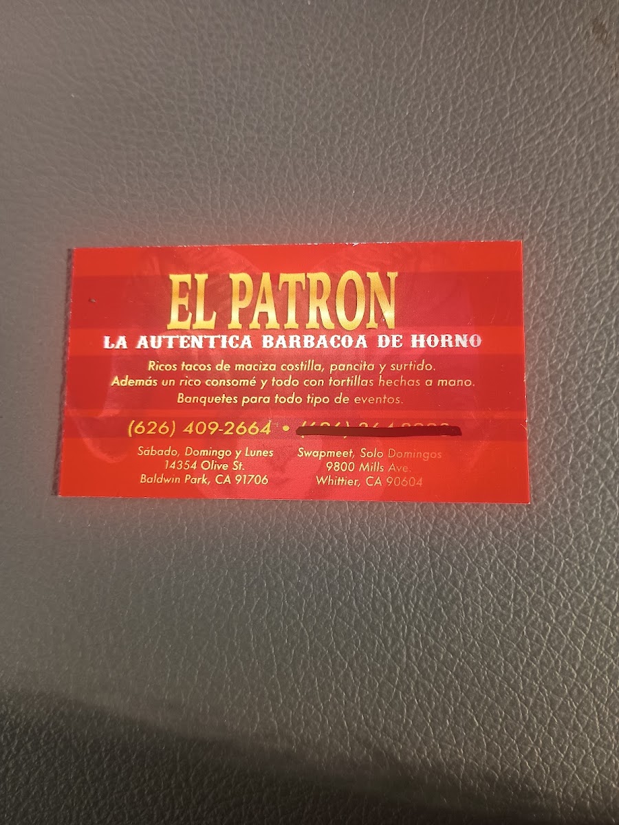 El Patron menu board