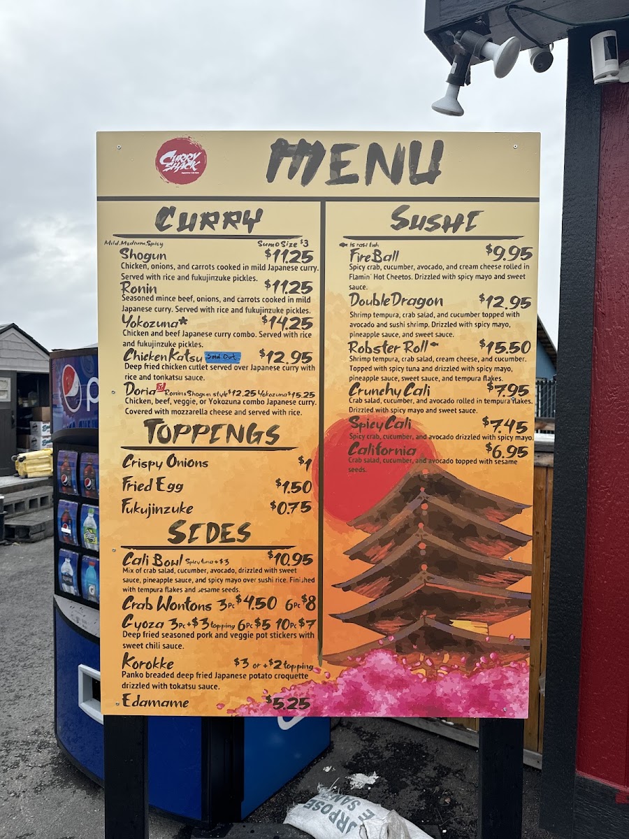Samurai Kitchen menu board