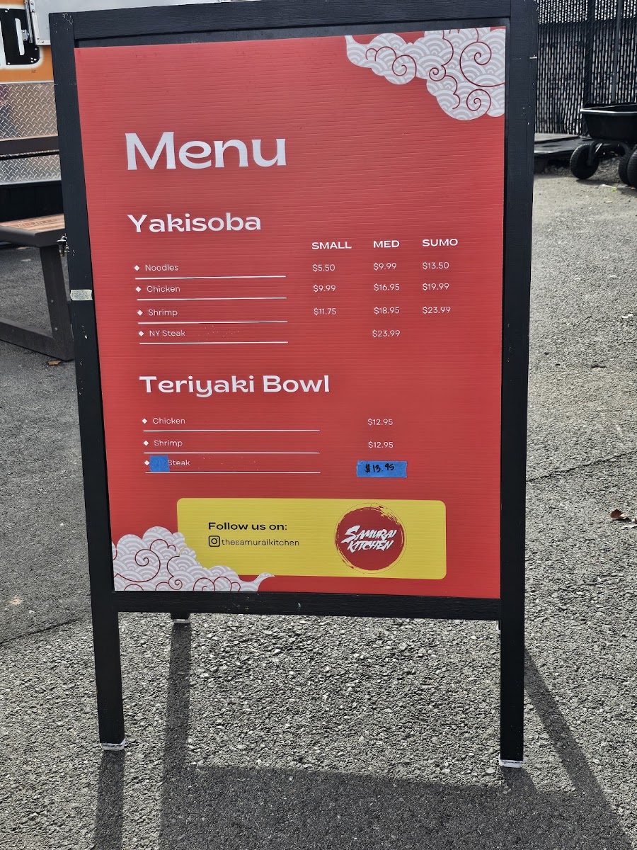 Samurai Kitchen menu board