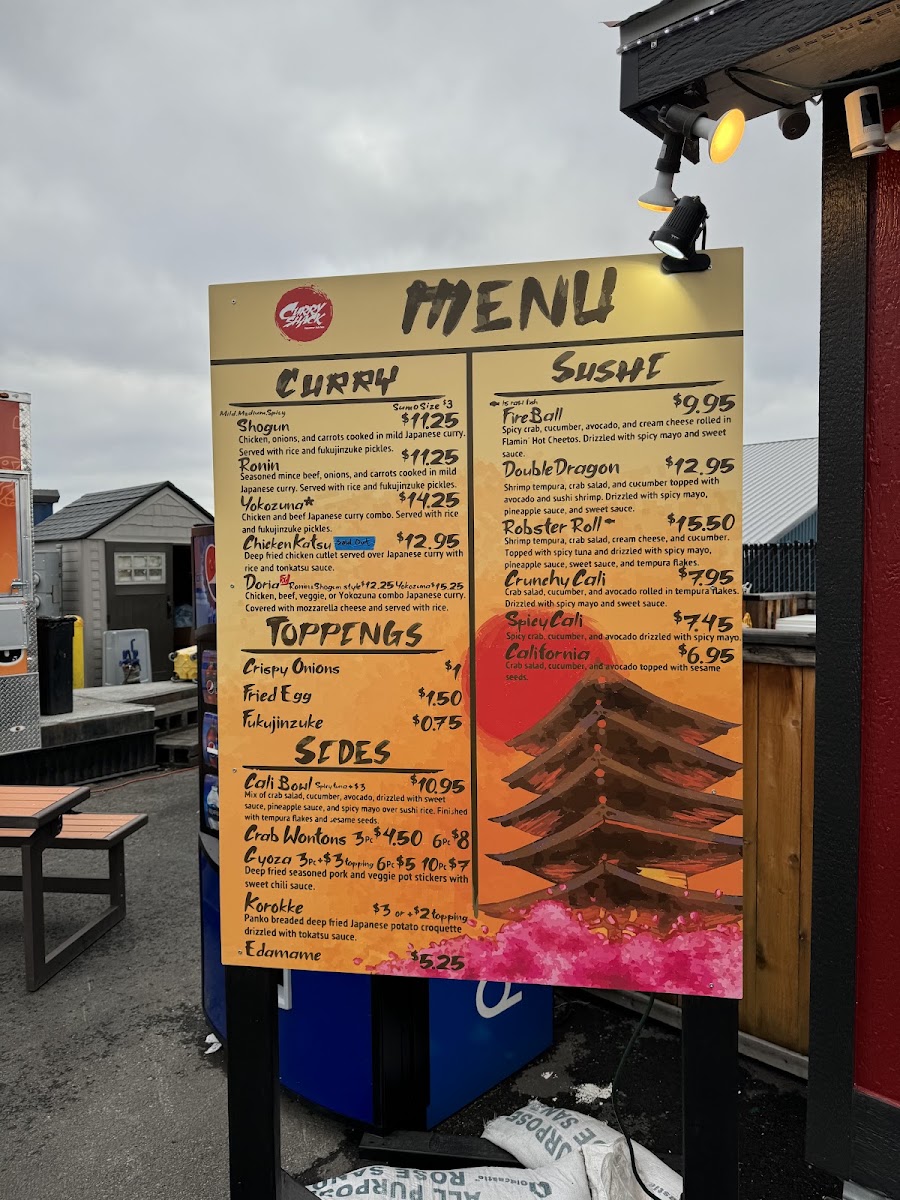 Samurai Kitchen menu board